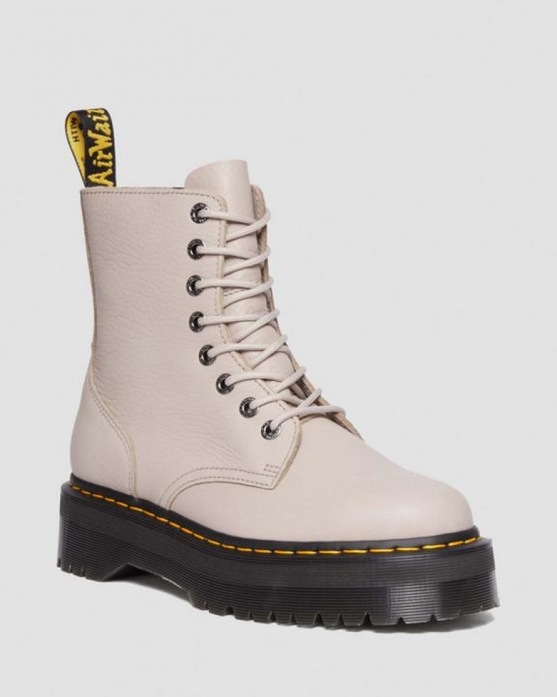 Grey Brown Men\'s Dr Martens Jadon III Boot Pisa Leather Platform Shoes | USA_Dr84838