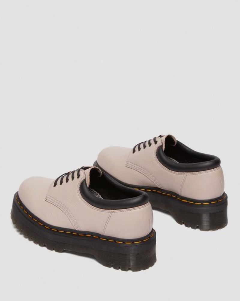 Grey Brown Women's Dr Martens 8053 Pisa Leather Platform Casual Shoes | USA_Dr83785