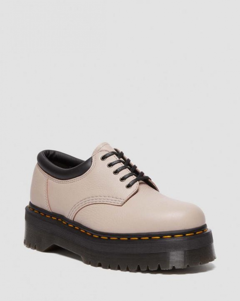 Grey Brown Women\'s Dr Martens 8053 Pisa Leather Platform Casual Shoes | USA_Dr83785