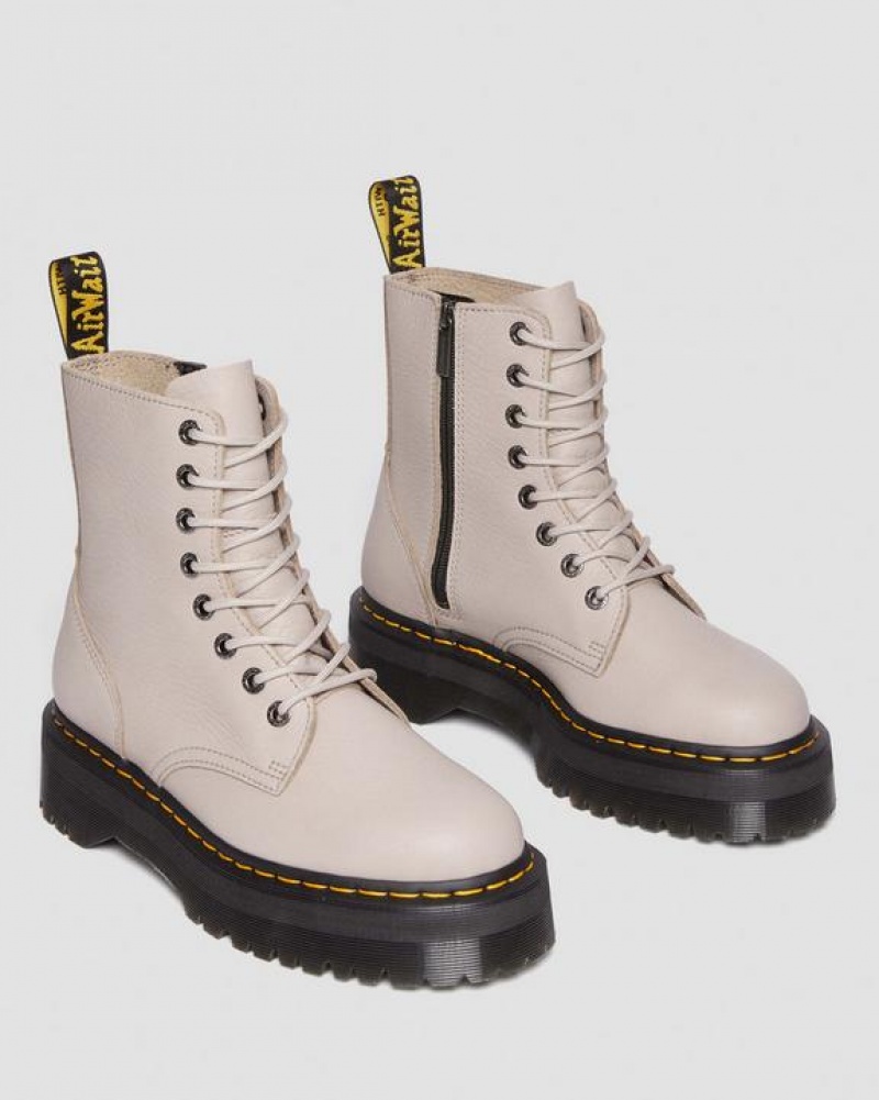 Grey Brown Women's Dr Martens Jadon III Boot Pisa Leather Platforms Boots | USA_Dr46238