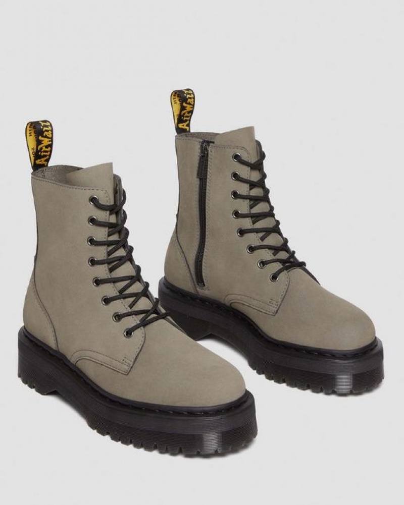 Grey Men's Dr Martens Jadon Boot Milled Nubuck Platform Shoes | USA_Dr31408