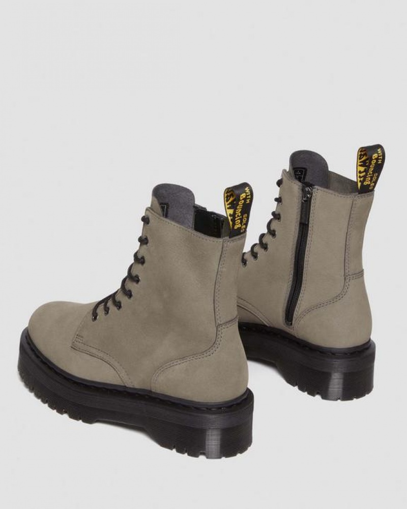 Grey Men's Dr Martens Jadon Boot Milled Nubuck Platform Shoes | USA_Dr31408