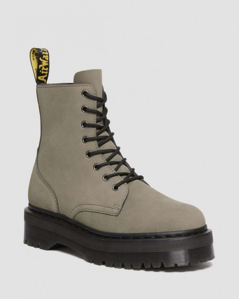 Grey Men\'s Dr Martens Jadon Boot Milled Nubuck Platform Shoes | USA_Dr31408