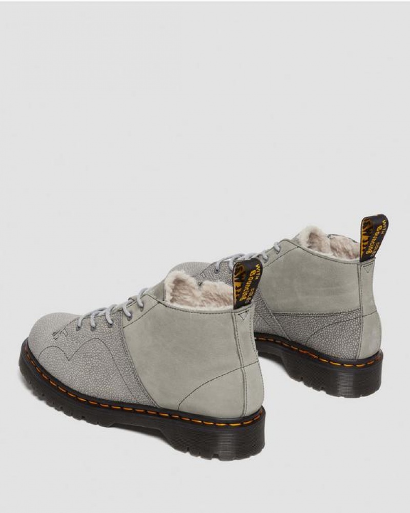 Grey Women's Dr Martens Church Nubuck & Pebble Leather Monkey Boots | USA_Dr63572