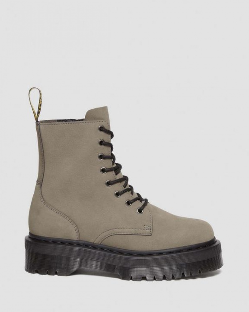 Grey Women's Dr Martens Jadon Boot Milled Nubuck Platforms Boots | USA_Dr25508