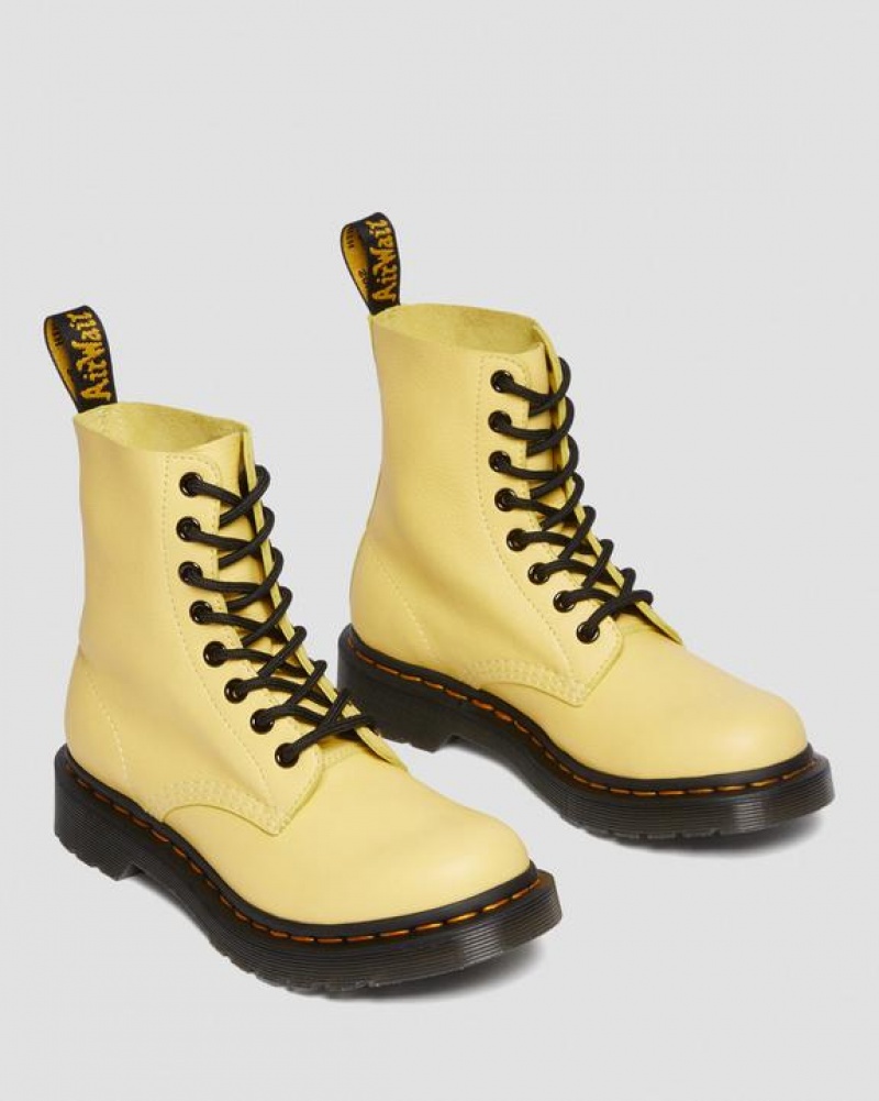 Lemon Yellow Women's Dr Martens 1460 Women's Pascal Black Eyelet Lace Up Boots | USA_Dr32722