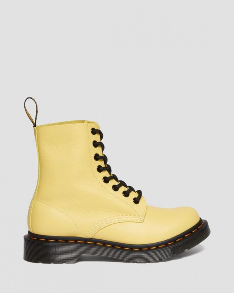 Lemon Yellow Women's Dr Martens 1460 Women's Pascal Black Eyelet Lace Up Boots | USA_Dr32722