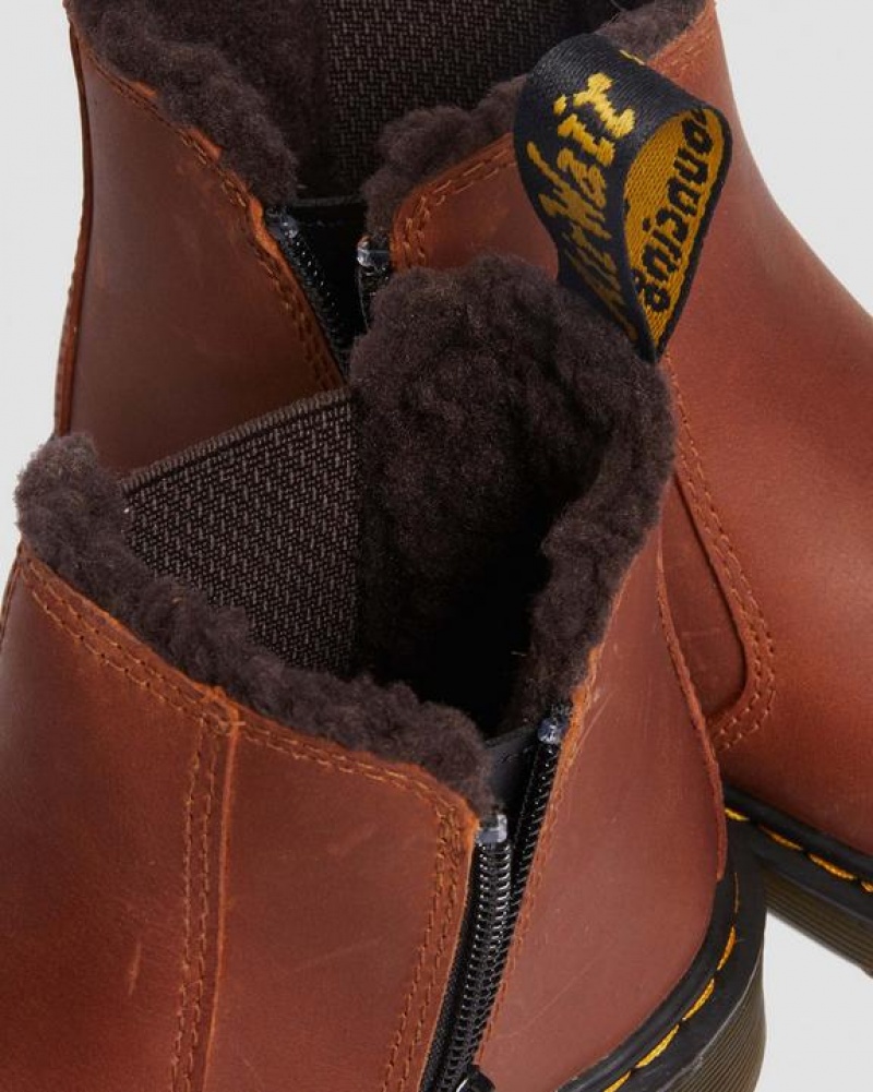 Light Brown Kids' Dr Martens Junior 2976 Faux Fur Lined Chelsea Boots | USA_Dr40165