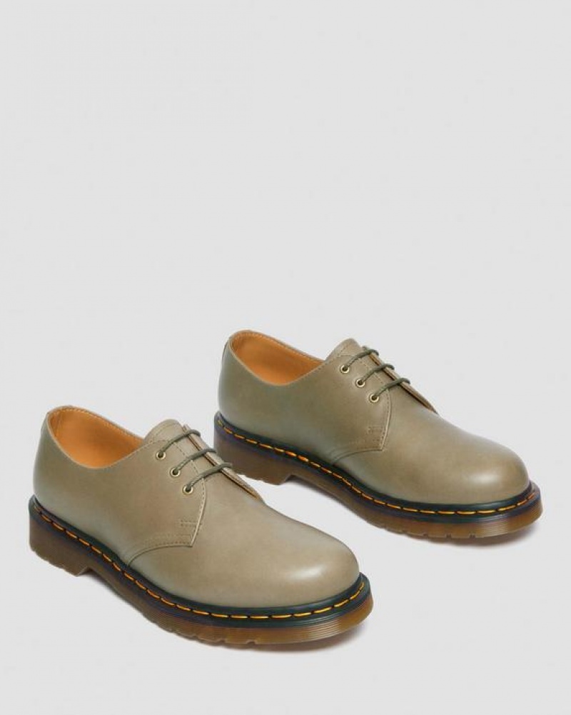 Olive Men's Dr Martens 1461 Carrara Leather Oxford Shoes | USA_Dr30263