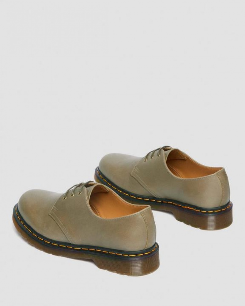 Olive Men's Dr Martens 1461 Carrara Leather Oxford Shoes | USA_Dr30263