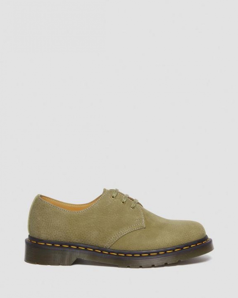 Olive Men's Dr Martens 1461 Tumbled Nubuck Leather Oxford Shoes | USA_Dr64702