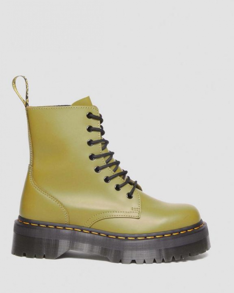 Olive Men's Dr Martens Jadon Boot Smooth Leather Platform Shoes | USA_Dr70234