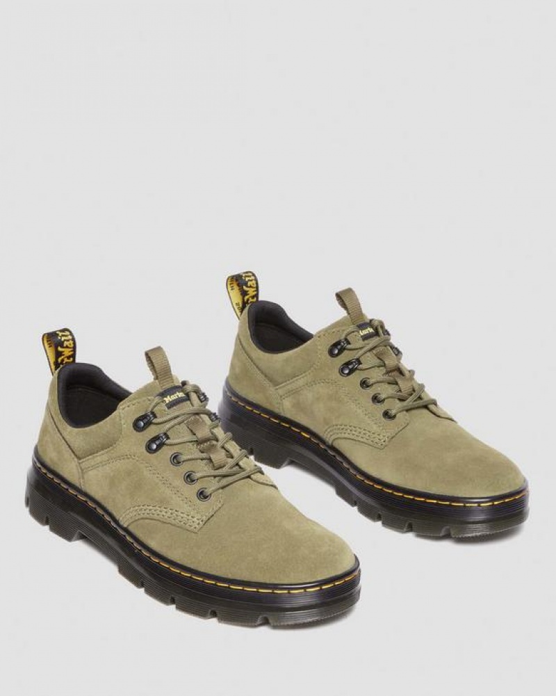 Olive Men's Dr Martens Reeder Suede Utility Shoes | USA_Dr80171