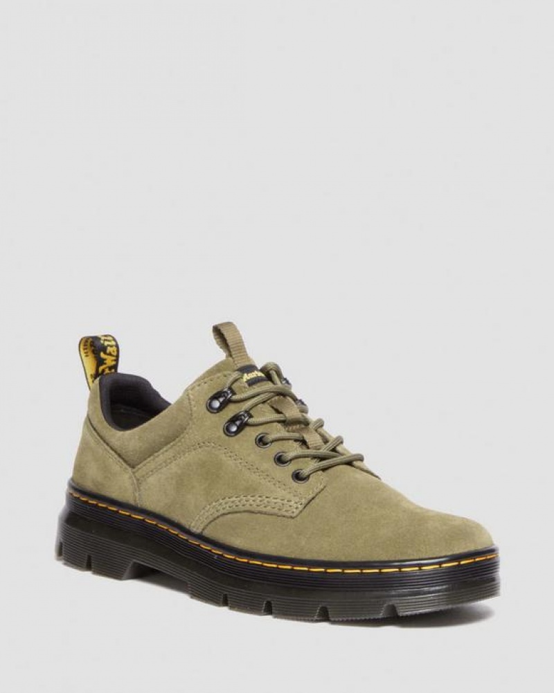 Olive Men\'s Dr Martens Reeder Suede Utility Shoes | USA_Dr80171