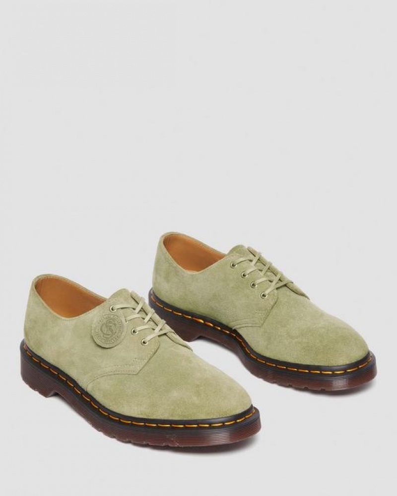 Olive Men's Dr Martens Smiths Suede Dress Shoes | USA_Dr43069