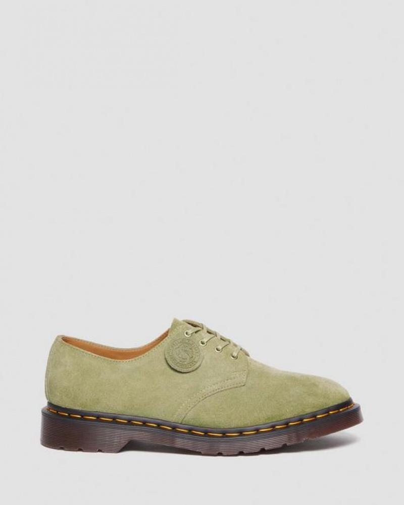 Olive Men's Dr Martens Smiths Suede Dress Shoes | USA_Dr43069