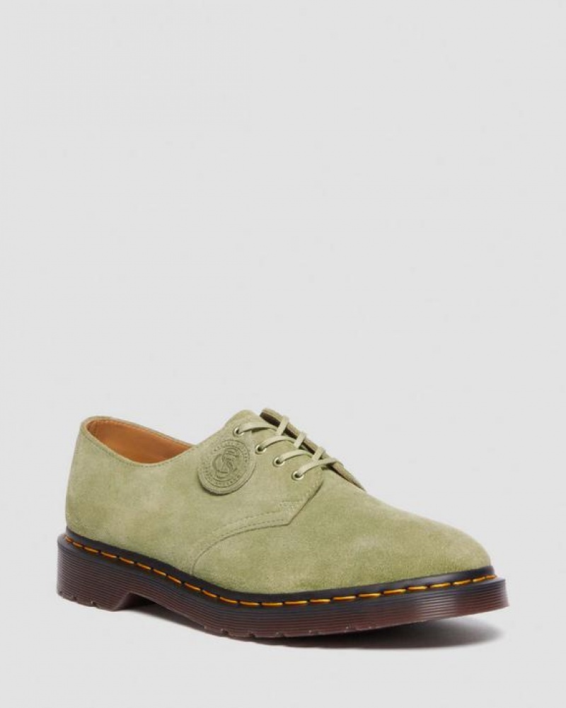 Olive Men\'s Dr Martens Smiths Suede Dress Shoes | USA_Dr43069