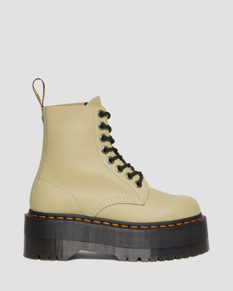 Olive Women's Dr Martens 1460 Pascal Max Leather Platform Boots | USA_Dr96072