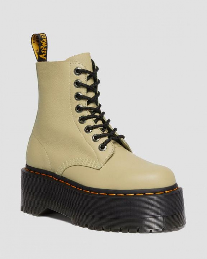 Olive Women\'s Dr Martens 1460 Pascal Max Leather Platform Boots | USA_Dr96072