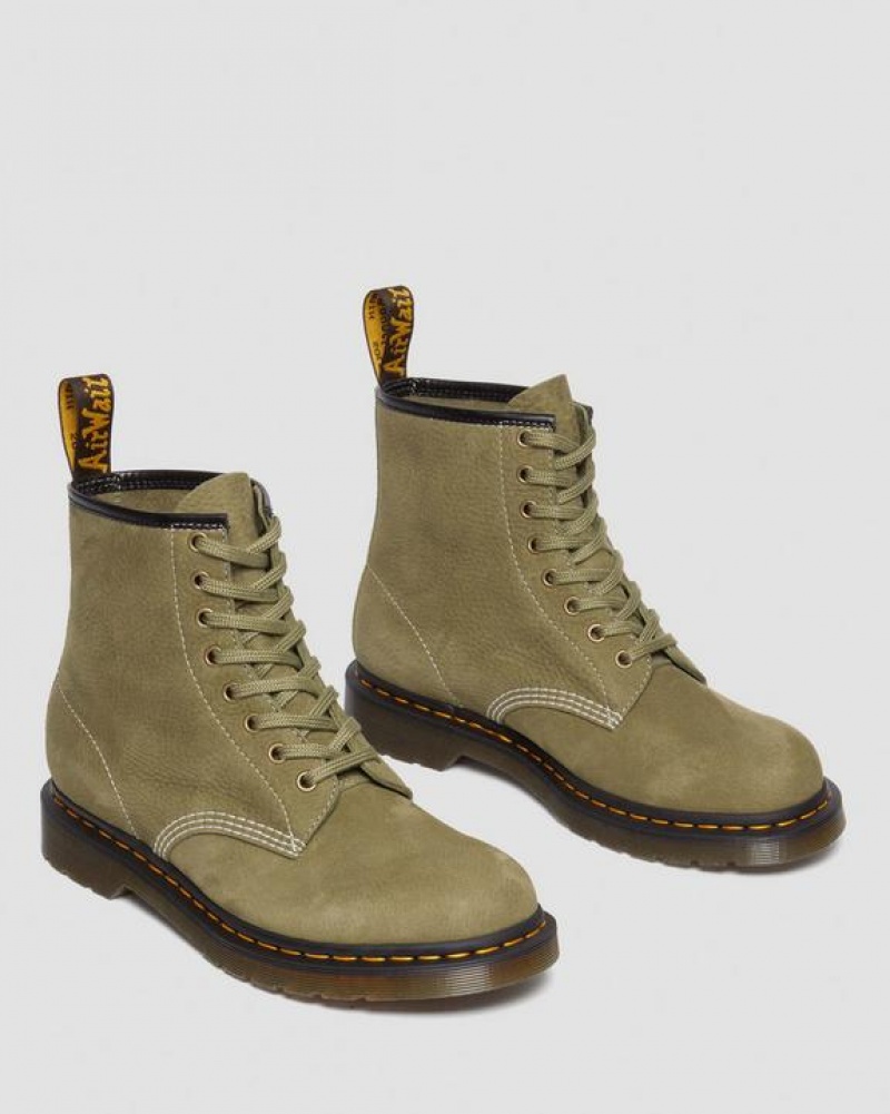 Olive Women's Dr Martens 1460 Tumbled Nubuck Leather Lace Up Boots | USA_Dr71650