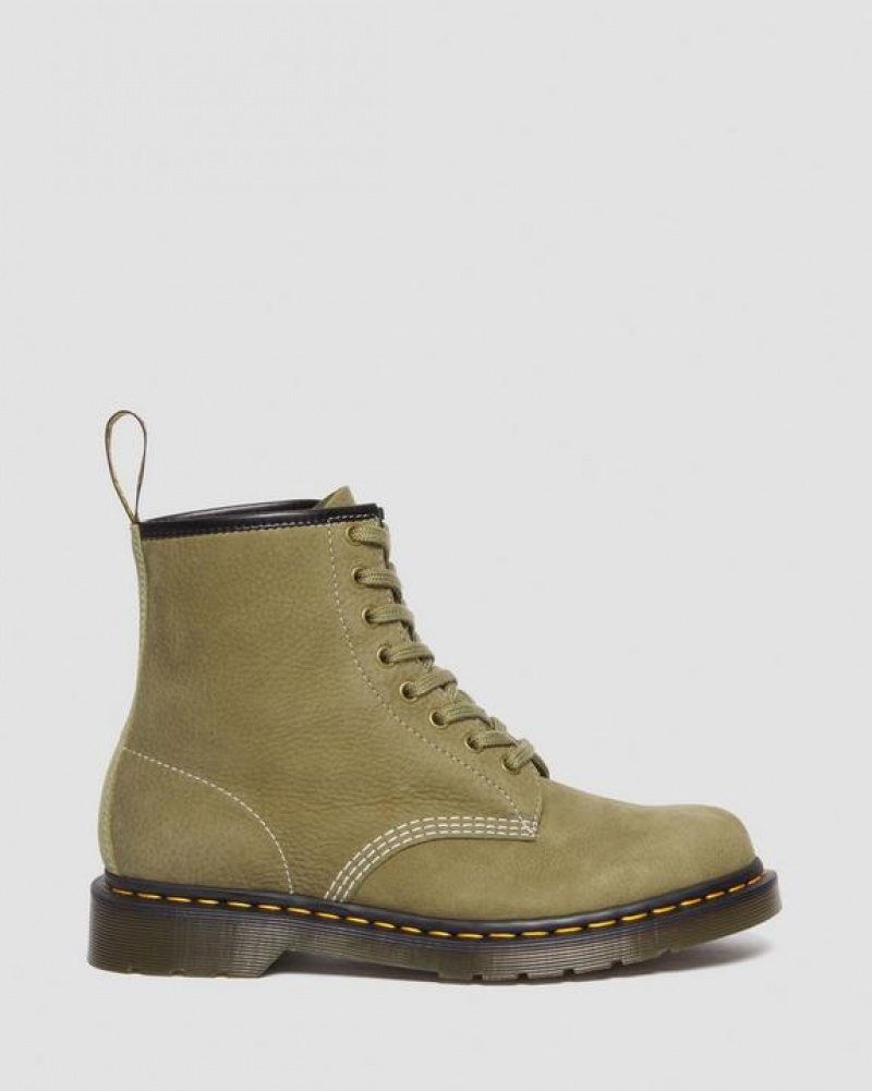 Olive Women's Dr Martens 1460 Tumbled Nubuck Leather Lace Up Boots | USA_Dr71650