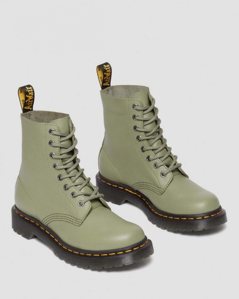 Olive Women's Dr Martens 1460 Women's Pascal Virginia Leather Boots | USA_Dr90270