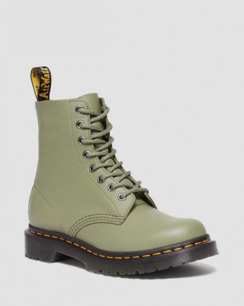 Olive Women\'s Dr Martens 1460 Women's Pascal Virginia Leather Boots | USA_Dr90270