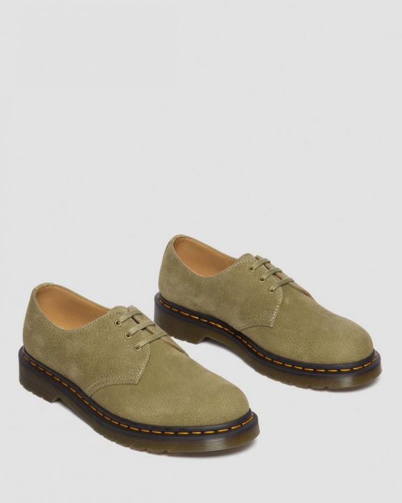 Olive Women's Dr Martens 1461 Tumbled Nubuck Leather Oxford Shoes | USA_Dr96801