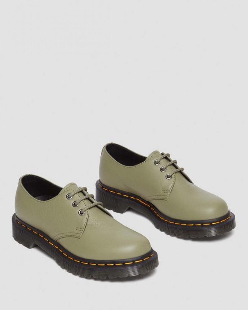 Olive Women's Dr Martens 1461 Women's Virginia Leather Oxford Shoes | USA_Dr75236