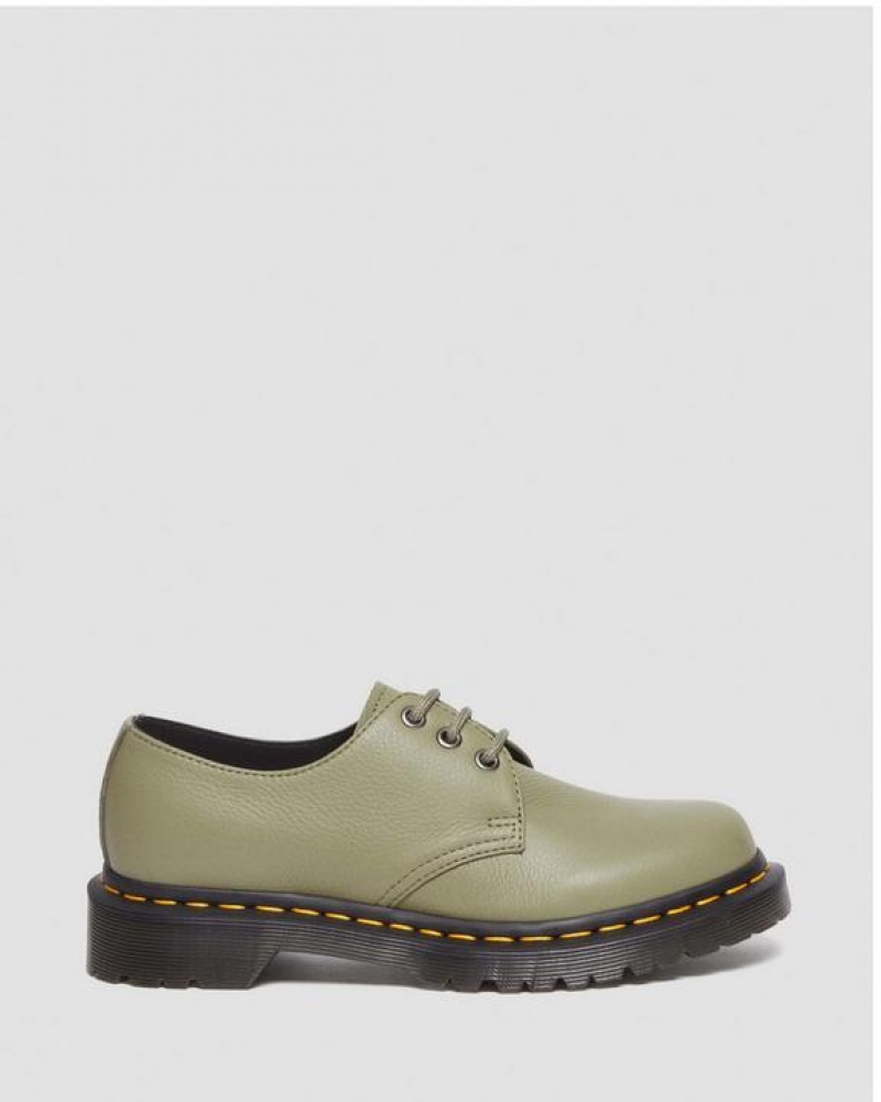 Olive Women's Dr Martens 1461 Women's Virginia Leather Oxford Shoes | USA_Dr75236