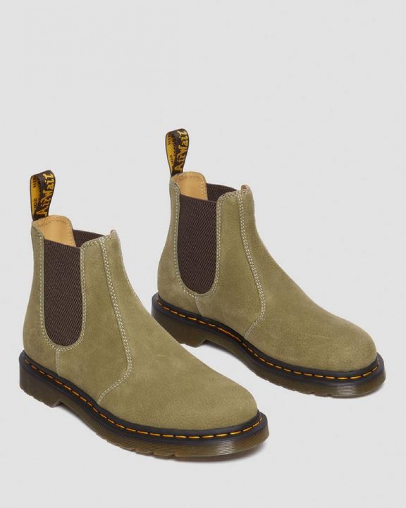 Olive Women's Dr Martens 2976 Tumbled Nubuck Leather Chelsea Boots | USA_Dr39279