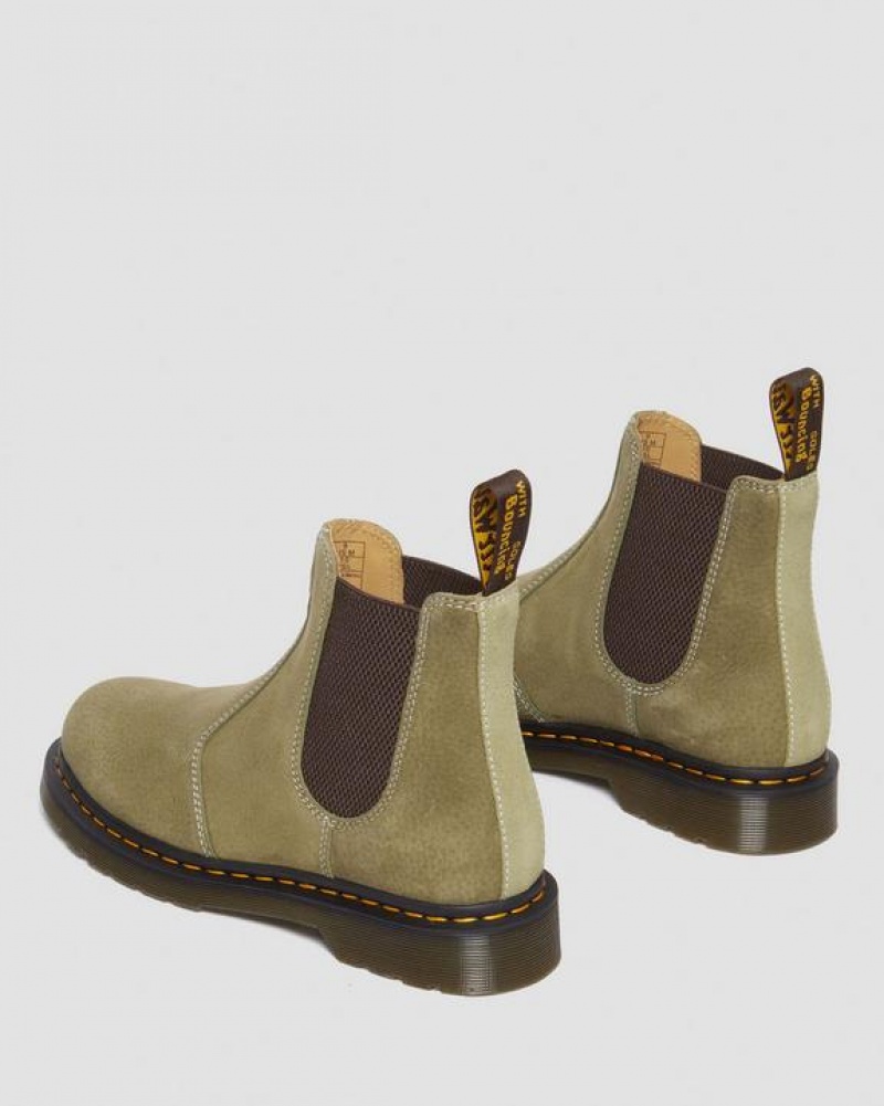 Olive Women's Dr Martens 2976 Tumbled Nubuck Leather Chelsea Boots | USA_Dr39279