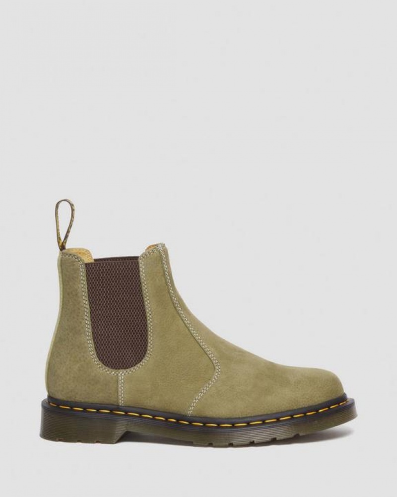 Olive Women's Dr Martens 2976 Tumbled Nubuck Leather Chelsea Boots | USA_Dr39279