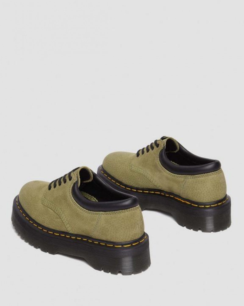 Olive Women's Dr Martens 8053 Tumbled Nubuck Leather Platform Casual Shoes | USA_Dr98633