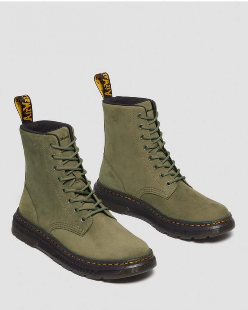 Olive Women's Dr Martens Crewson Nubuck Leather Everyday Boots | USA_Dr56485