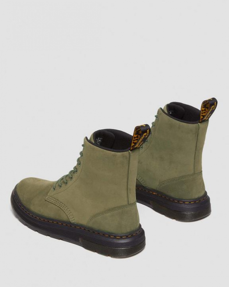 Olive Women's Dr Martens Crewson Nubuck Leather Everyday Boots | USA_Dr56485