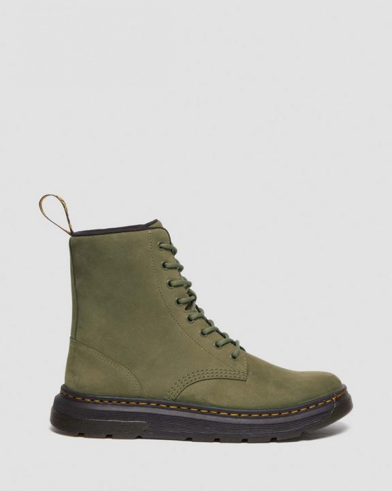 Olive Women's Dr Martens Crewson Nubuck Leather Everyday Boots | USA_Dr56485