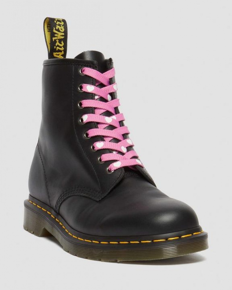 Pink Accessories Dr Martens 55 Inch Heart Flat (8-10 Eye) Laces | USA_Dr53114