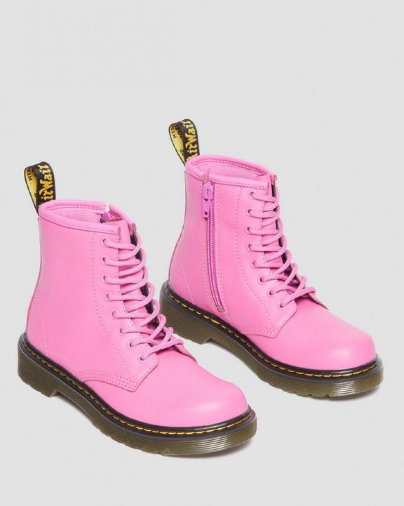 Pink Kids' Dr Martens Junior 1460 Leather Lace Up Boots | USA_Dr13189