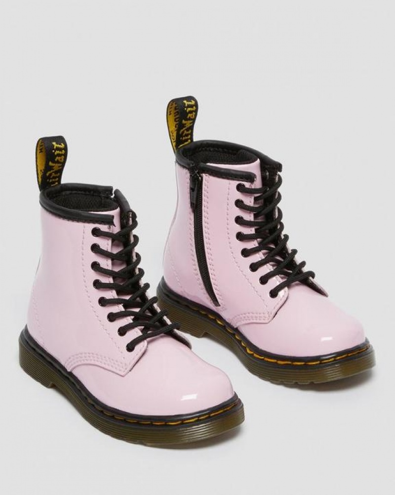 Pink Kids' Dr Martens Toddler 1460 Patent Leather Lace Up Boots | USA_Dr70052