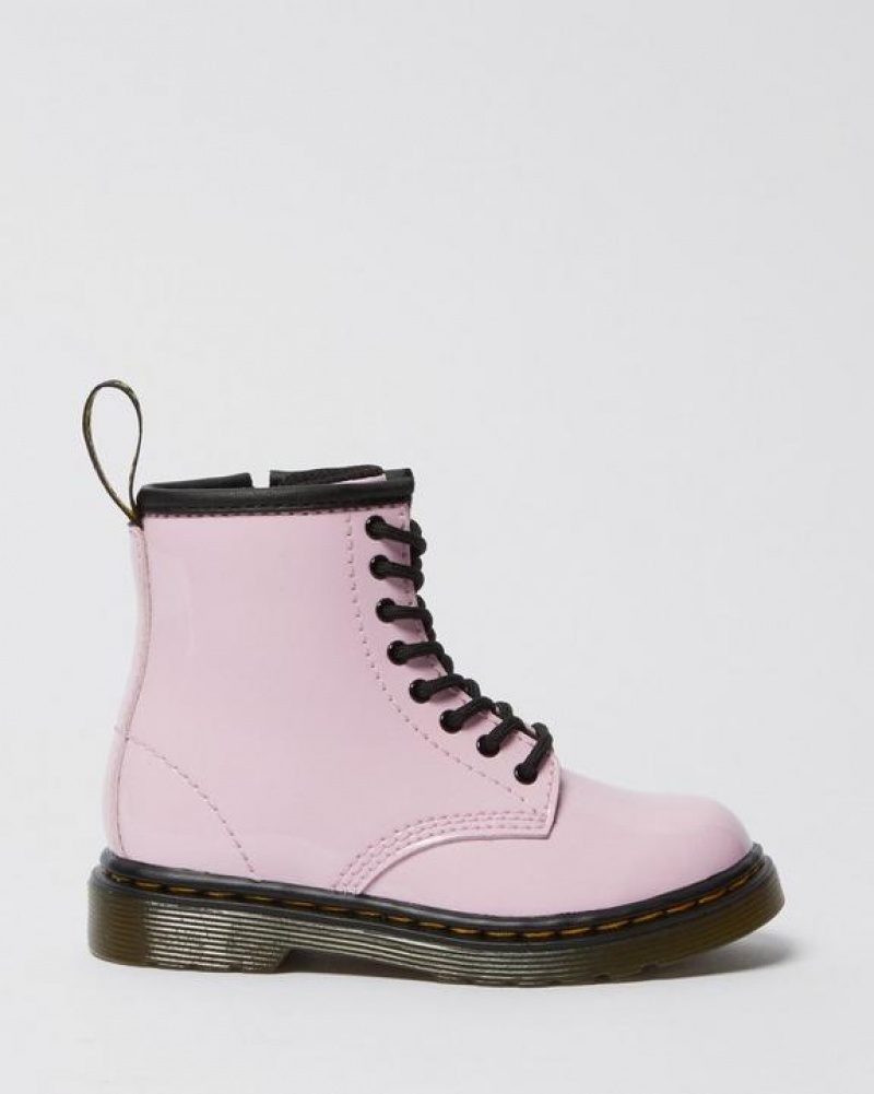 Pink Kids' Dr Martens Toddler 1460 Patent Leather Lace Up Boots | USA_Dr70052