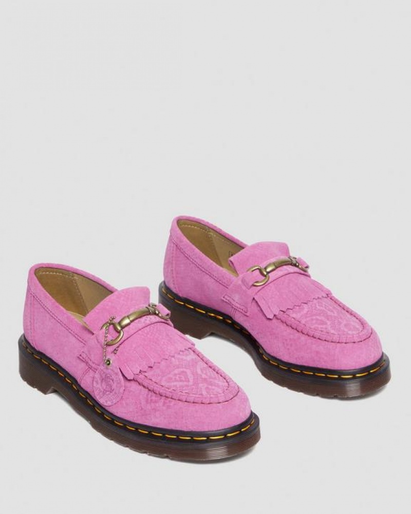 Pink Men's Dr Martens Adrian Snaffle Repello Emboss Suede Kiltie Shoes | USA_Dr31255