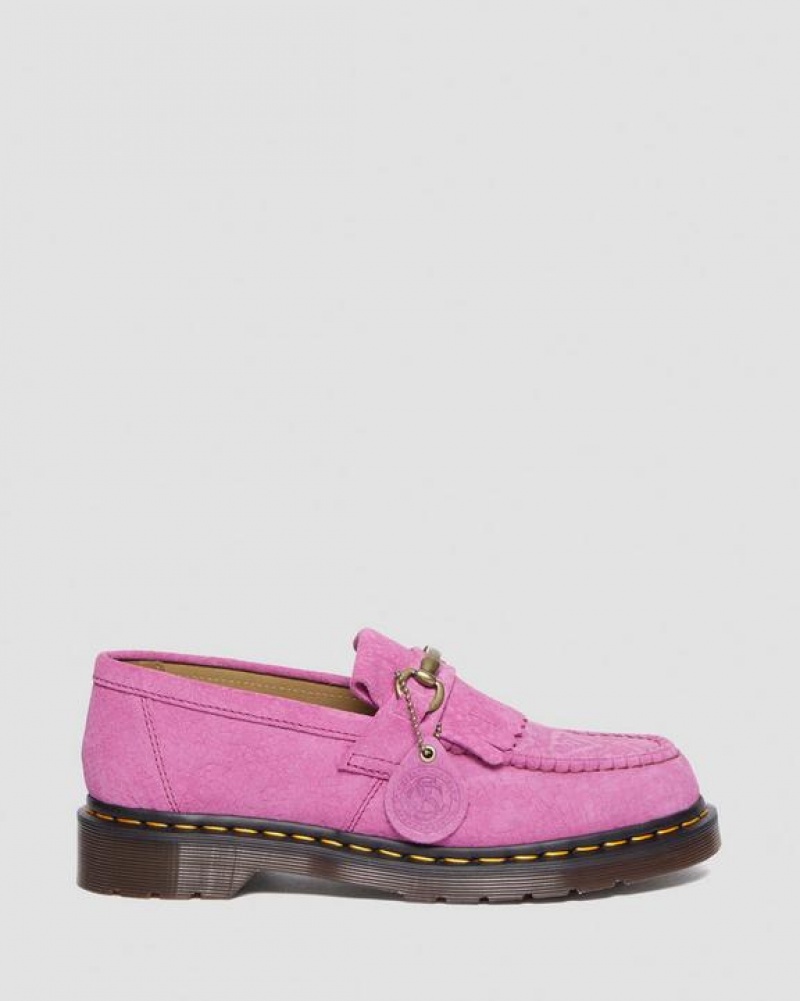 Pink Men's Dr Martens Adrian Snaffle Repello Emboss Suede Kiltie Shoes | USA_Dr31255