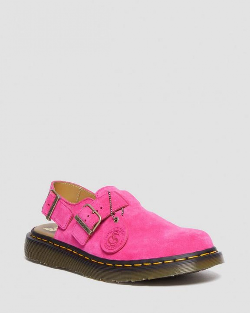 Pink Men\'s Dr Martens Jorge Made in England Suede Slingback Sandals | USA_Dr63792