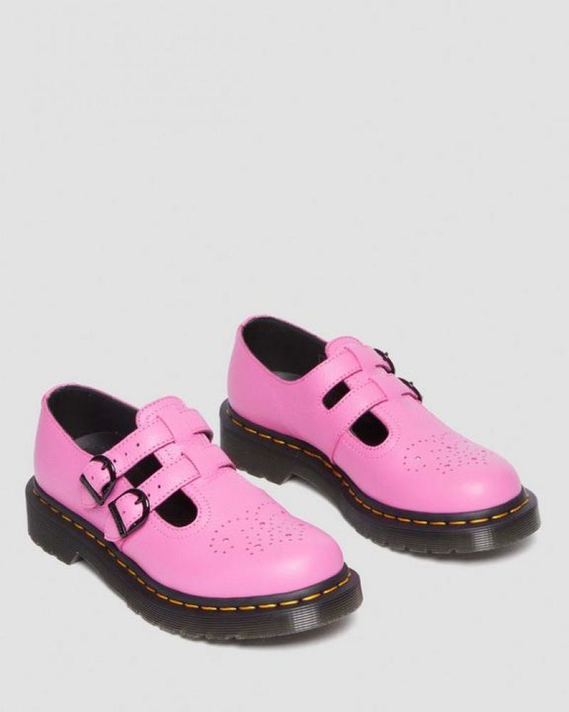 Pink Women's Dr Martens 8065 Virginia Leather Mary Jane Shoes | USA_Dr71392