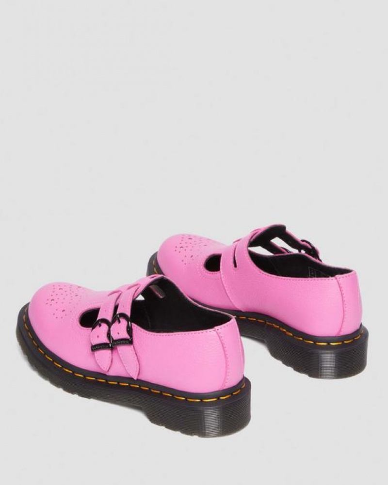 Pink Women's Dr Martens 8065 Virginia Leather Mary Jane Shoes | USA_Dr71392