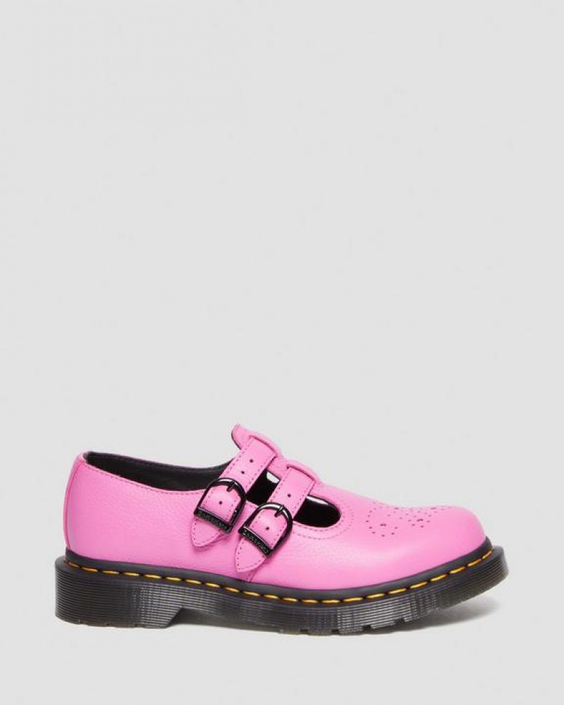 Pink Women's Dr Martens 8065 Virginia Leather Mary Jane Shoes | USA_Dr71392