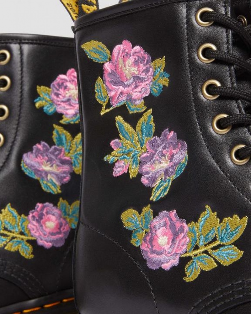 Pink / Black Women's Dr Martens 1460 Vonda II Women's Embroidered Floral Boots | USA_Dr77138