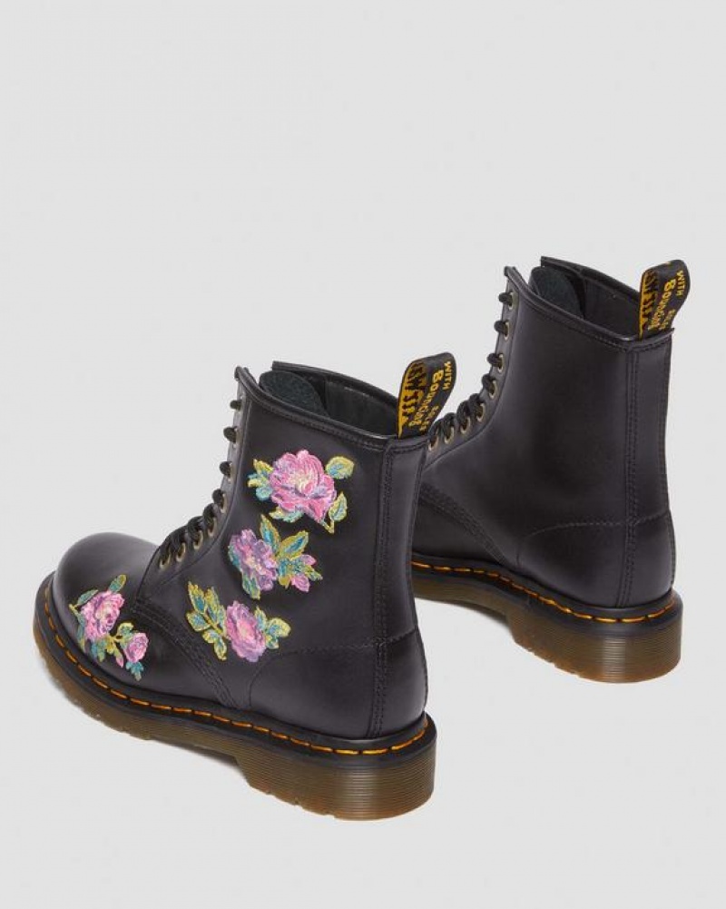 Pink / Black Women's Dr Martens 1460 Vonda II Women's Embroidered Floral Boots | USA_Dr77138