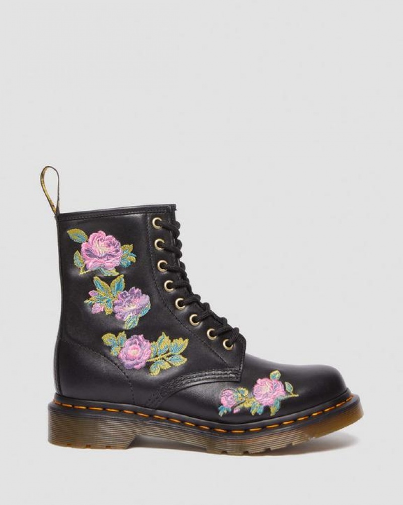 Pink / Black Women's Dr Martens 1460 Vonda II Women's Embroidered Floral Boots | USA_Dr77138